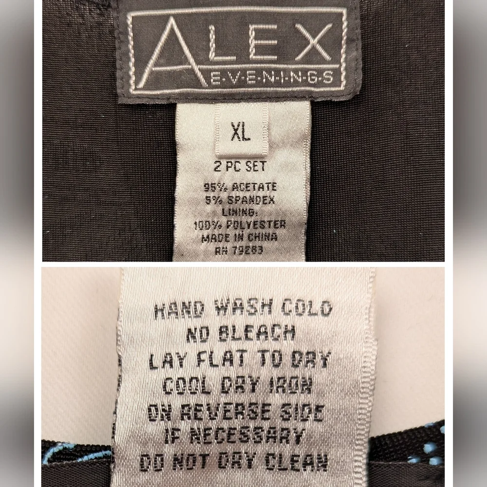 Alex Evenings Jacket & Sleeveless Top Paisley Sparkle Mandarin Collar Dressy XL